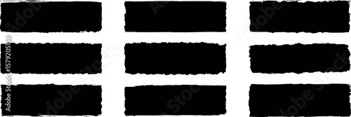 Black set paint, ink brush, brush strokes, brushes, lines, frames, box, grungy. Grungy brushes collection. Brush stroke paint boxes on white background - stock vector. 