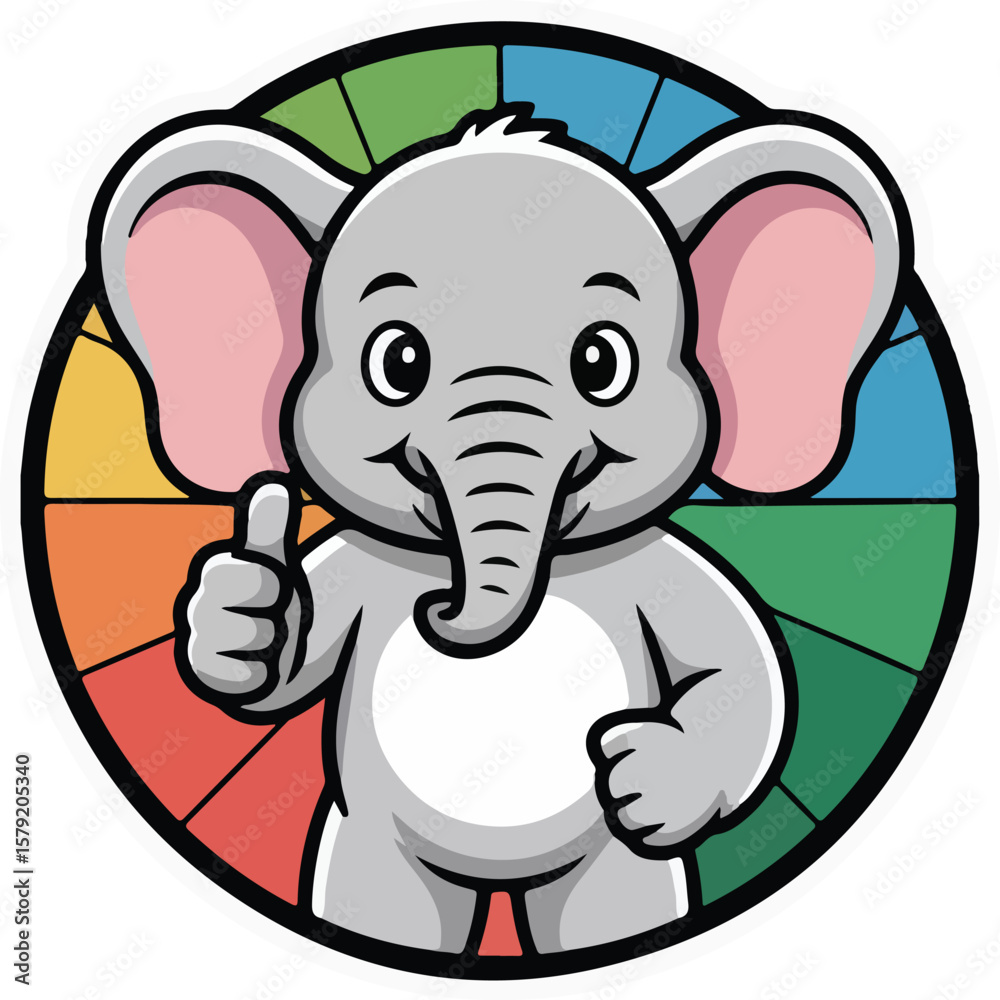 Fototapeta premium A cute cartoon elephant giving a thumbs up Transparent isolated png vector