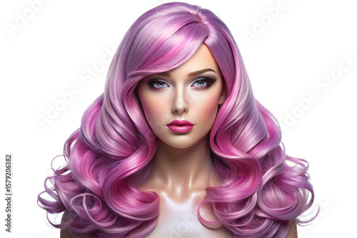 3D Rendering of beautiful, trending and realistic Wig with white background