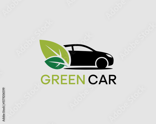 Green Car Eco Logo
