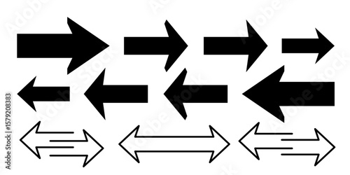 Arrow icon vector set. Direction sign, pointer symbol, double arrow icons