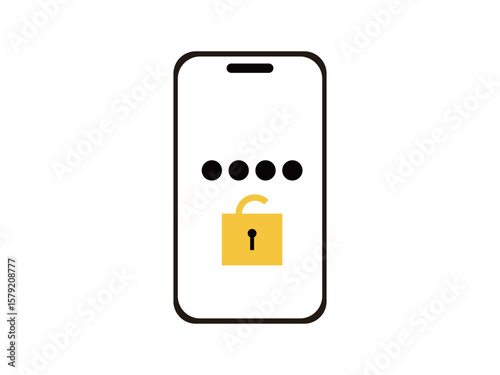 スマートフォンのロック画面のアイコンのイラスト