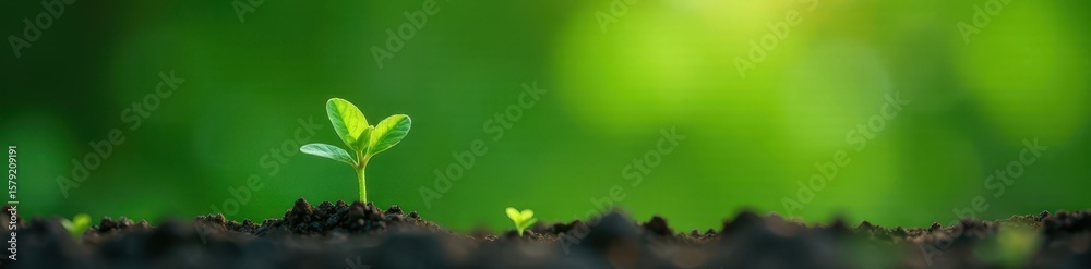 Obraz premium Single green sprout, delicate leaves, simple design , ?, ??