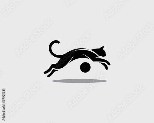 Cat Playing with Ball Logo