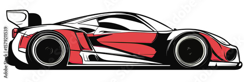 red black racing car side view sleek sports vehicle with aerodynamic design speed and performance illustration vector artwork