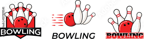 Bowling logo set vector art