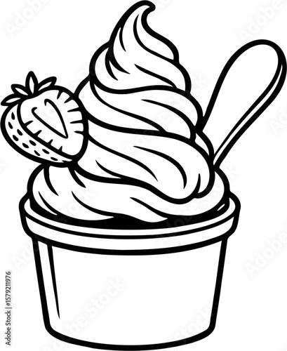 Ice cream cup icon vector illustration, isolated on white