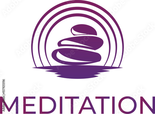Meditation logo design, stones balancing logo vector art