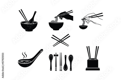 Asian cuisine dining utensils and food preparation chopsticks bowl