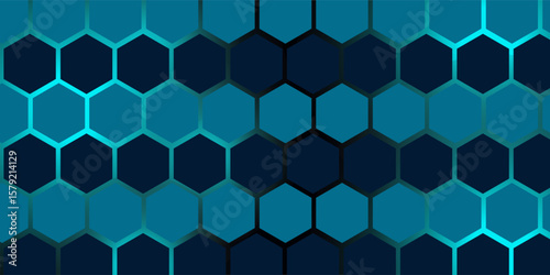 Abstract Digital Blue Hexagons Business or Science Background. Medical Research or Tech Innovation Online Webinar Presentation Event. Conference or Forum Vector Illustration Backdrop.