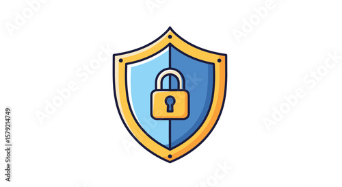 Security Icon Illustration, Cybersecurity Concept, Digital Design, Graphic Environment, Flat Style Viewpoint