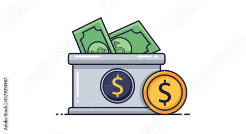 Money in a Box Illustration for Financial Growth
