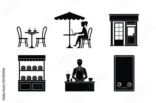 Cafe scenes with people and products coffee shop outdoor seating
