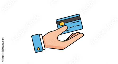 Hand Offering Credit Card in Business Setting - Digital Illustration
