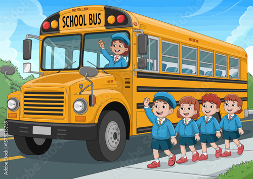School Bus with Children