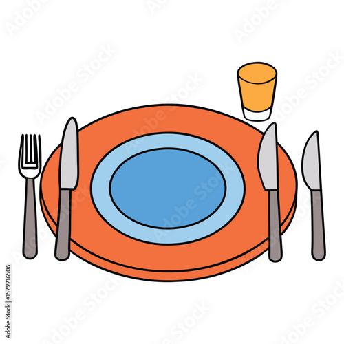 Elegant table setting with a plate at the center, a fork on the left, and a knife on the right—perfectly arranged for a formal meal or stylish dining experience.
