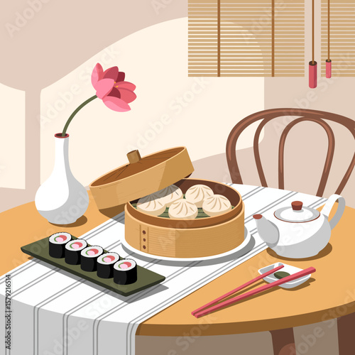 Chinese Cuisine on a Table