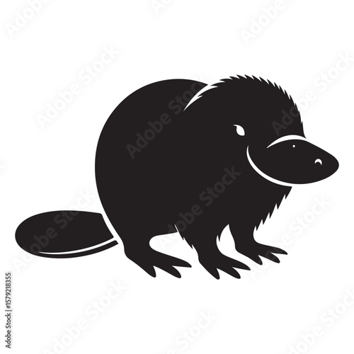 Minimalist Black Platypus Silhouette Isolated