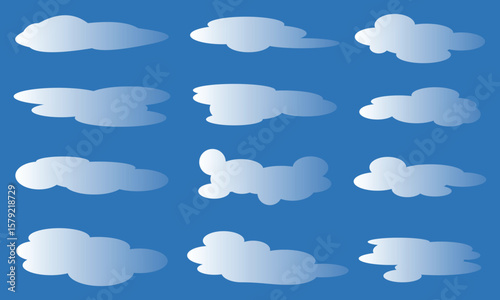 Versatile vector cloud shapes with transparency. Perfect for beginners and designers needing simple, easy-to-use sky elements. Ideal for web, apps, presentations, and any digital design project.