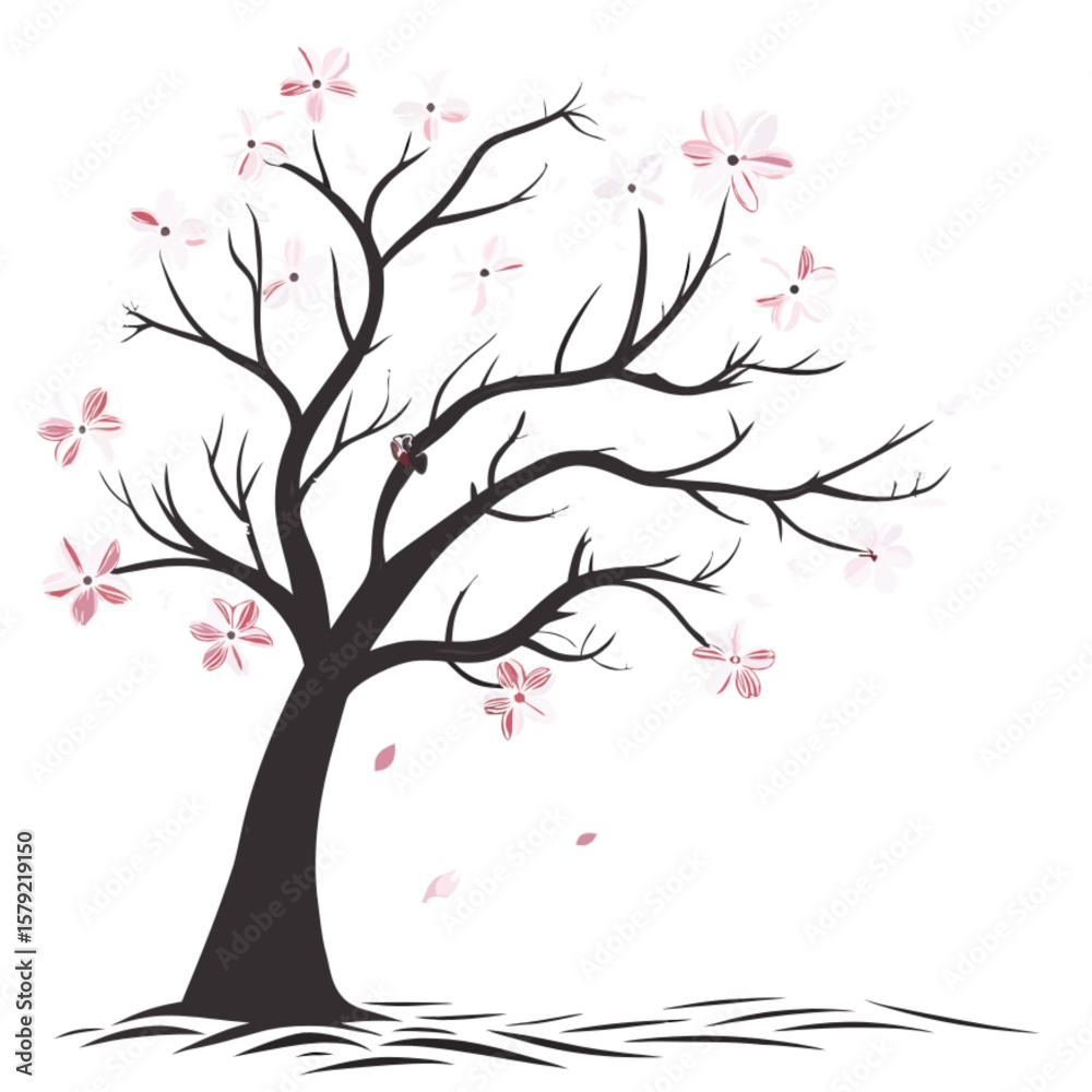 Fototapeta premium Tree of Hearts with Colorful Leaves and Floral Design