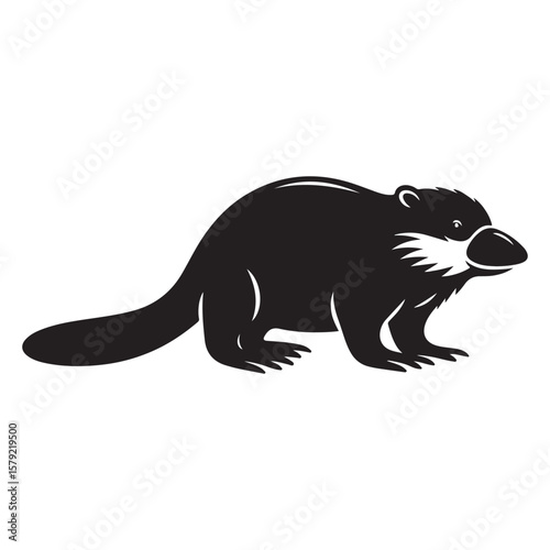 Minimalist Black Platypus Silhouette Isolated
