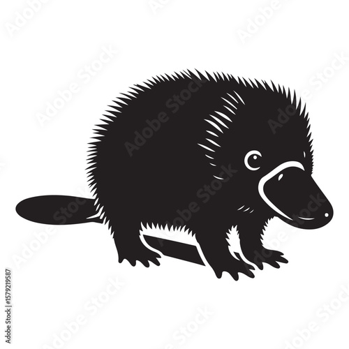 Minimalist Black Platypus Silhouette Isolated