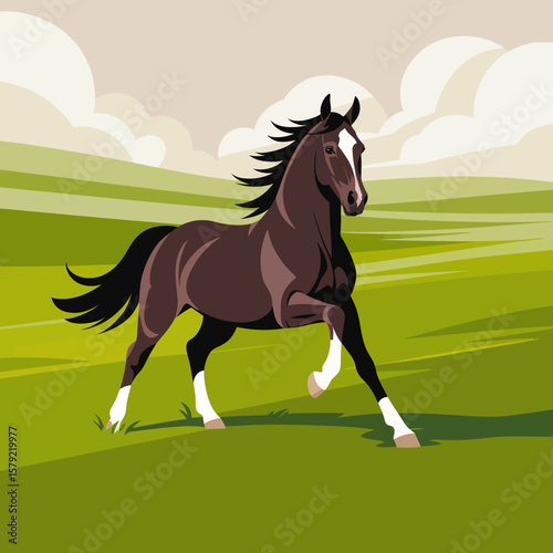 Stylized Horse in Field