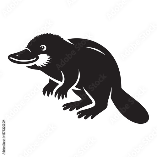 Minimalist Black Platypus Silhouette Isolated