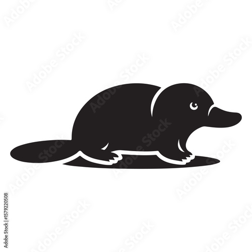 Minimalist Black Platypus Silhouette Isolated