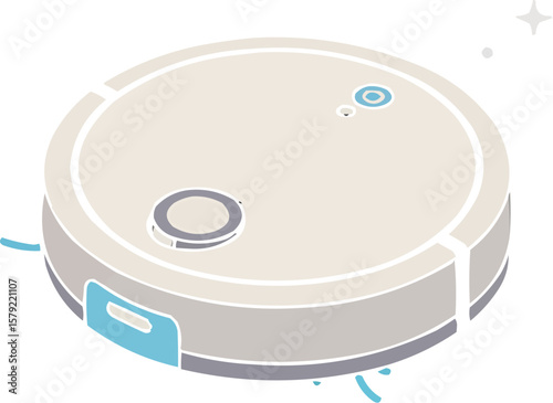 Robot Vacuum Cleaner Illustration on Black Background Modern Home Cleaning