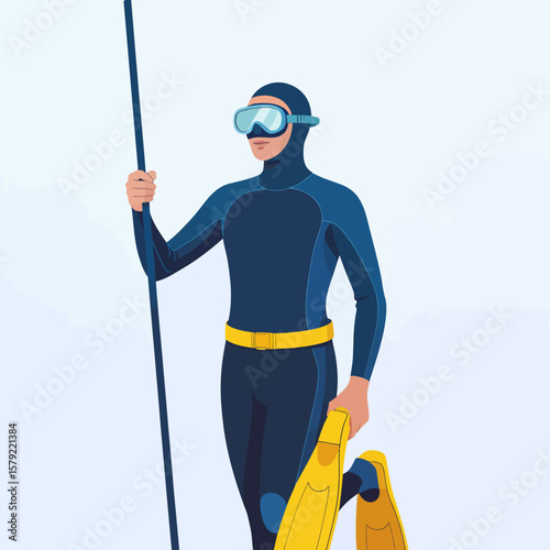 Free Diver with Spear