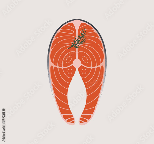 Salmon Fish Slice Illustration