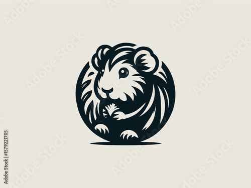 Minimalist guinea pig vector logo for pet stores or veterinary clinics
