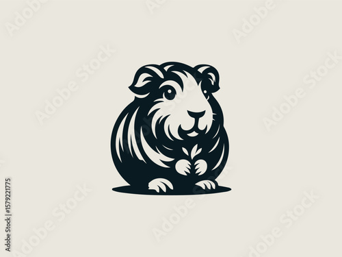 Minimalist guinea pig vector logo for pet stores or veterinary clinics