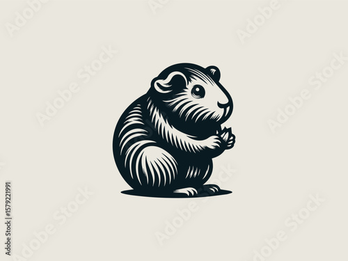 Minimalist guinea pig vector logo for pet stores or veterinary clinics