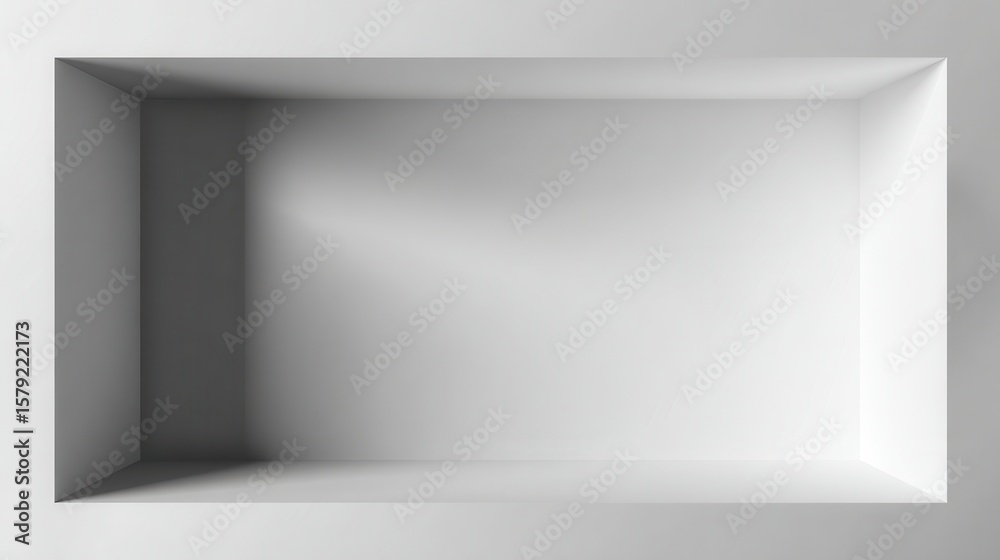 Fototapeta premium Minimalist empty rectangular space with soft shadows, ideal for showcasing products or art