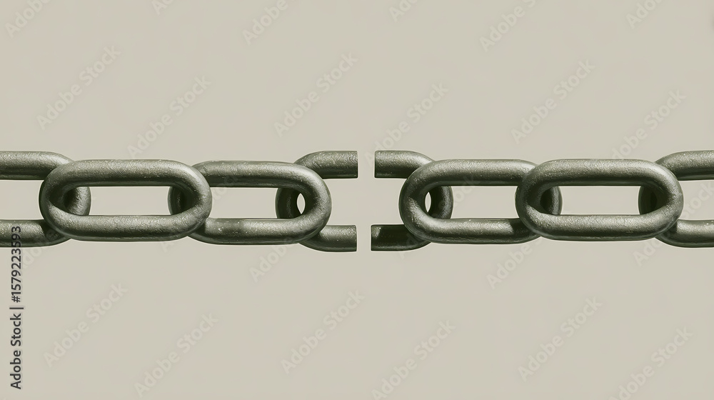 Obraz premium Vector chain with broken link highlighted at center
