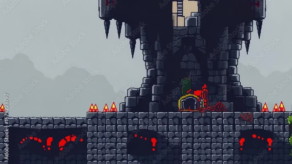 8 bit 2D Video Game Background. 8-bit Pixel Art Retro Platformer Game ...