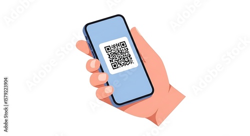 Wallpaper Mural Illustration of hand holding smartphone displaying QR code for scanning process Torontodigital.ca