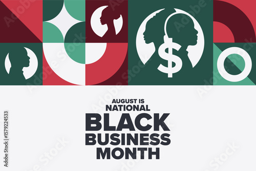 August is National Black Business Month. Holiday concept. Template for background, banner, card, poster with text. Vector EPS10 illustration.