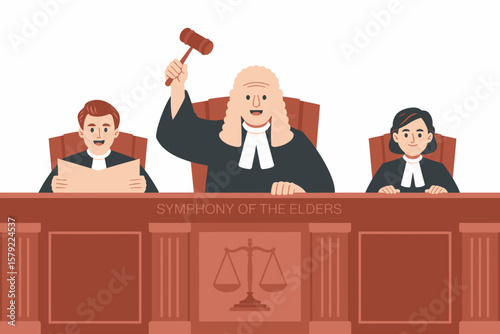Judge in Courtroom with Gavel