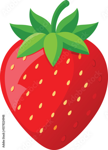 Delicious Red Strawberry Fruit, Fresh and Juicy Summer Berry Illustration, Vibrant Vector Graphic Design for...