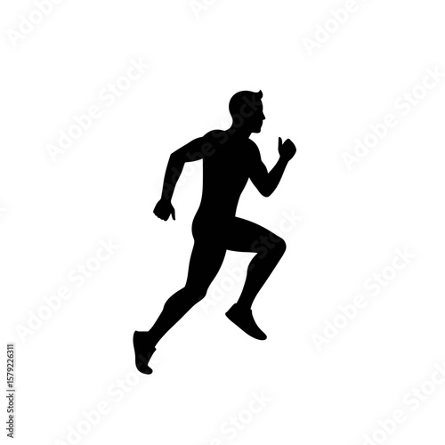 Dynamic Athlete: A silhouette of a determined athlete strides forward, capturing the essence of motion and strength in an energetic pose.