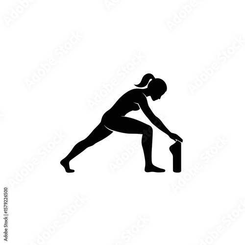 Silhouette of Body Balance: A dynamic silhouette of a woman gracefully executing a balancing pose, illustrating the harmony between body and mind.