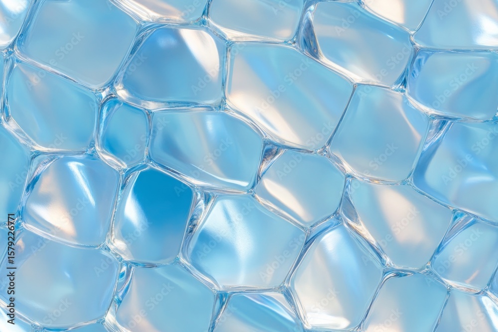 Fototapeta premium Abstract seamless geometric pattern with iridescent blue shapes for modern design