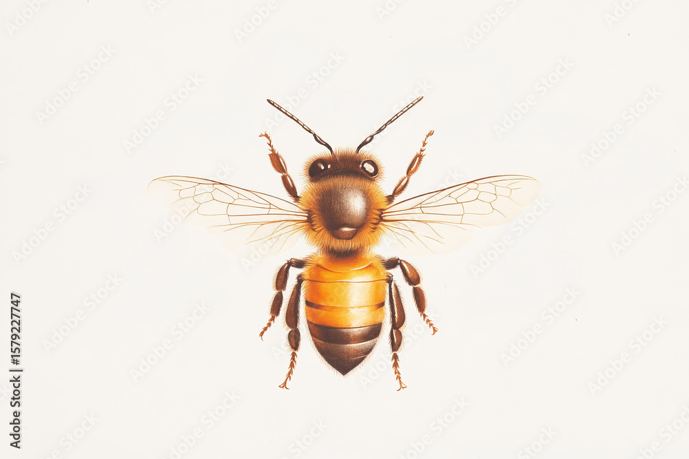 Fototapeta premium Vintage style scientific diagram of a honey bee anatomy