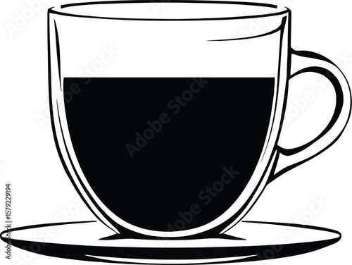 Silhouette of Daily Comfort and Simplicity: A Minimalist Portrait of a Classic Cup and Saucer Filled with Warmth, Calm, and Everyday Ritual