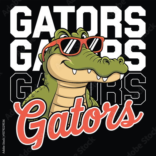 Cool Cartoon Alligator with Sunglasses T-Shirt Design