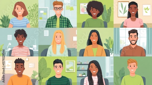 group of remote workers attending a virtual town hall meeting