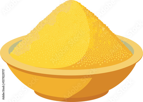 Golden Bowl of Couscous: A Culinary Delight, Ready to Serve, Vibrant and Appetising Food Illustration